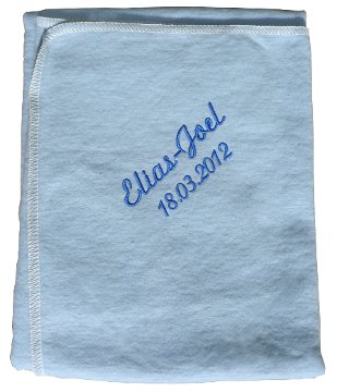 bestickte baby decke in blau Blaue Babydecke mit Namen für Jungen